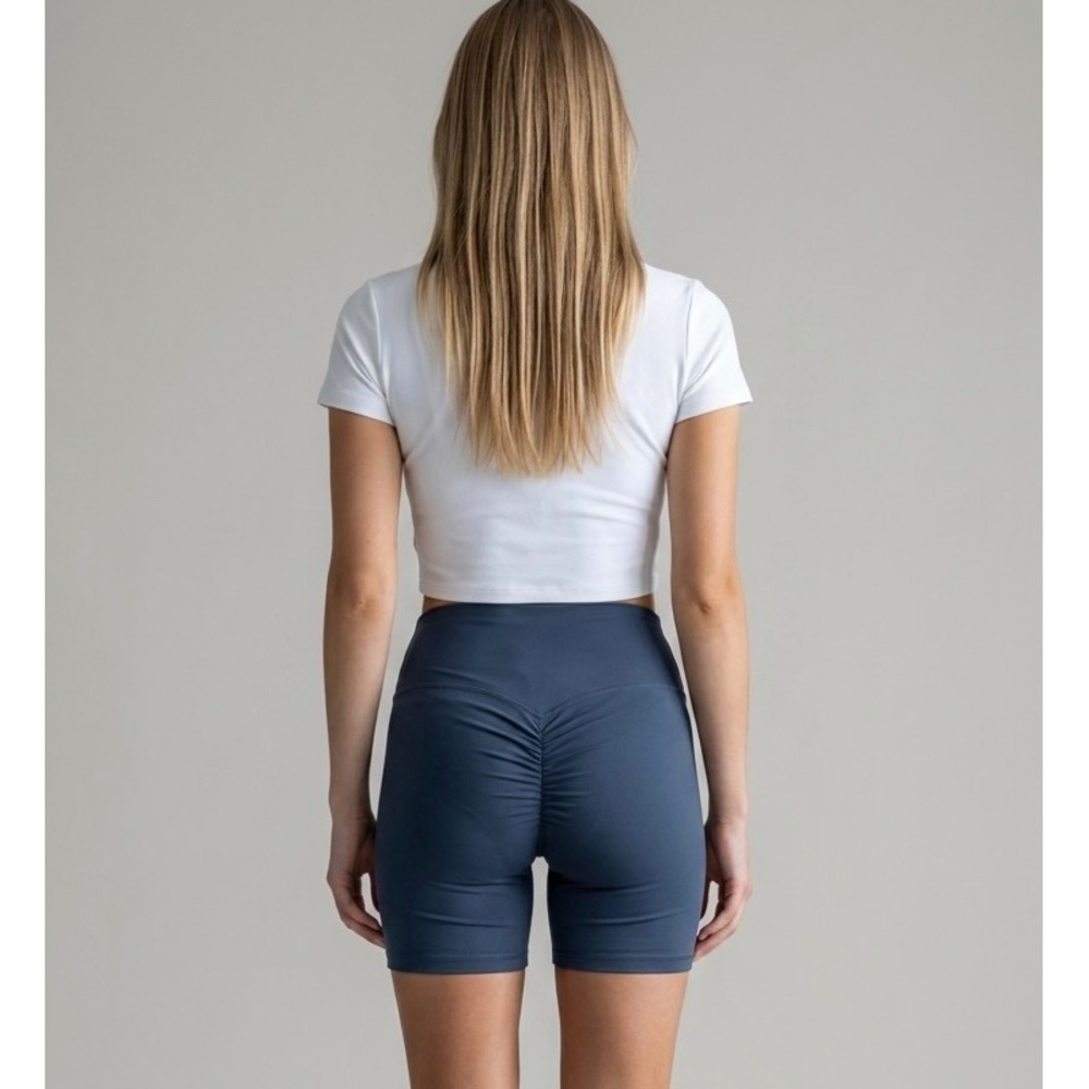 NEW Navy Blue Scrunch Butt High Waisted Athletic Shorts Size Small Activewear